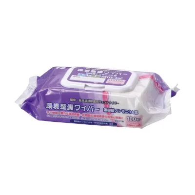 環境整備ワイパー第四級アンモニウム塩 パック 除菌クロス・除菌タオル 23798400 イワツキ 41896 15X20CM 100マイ