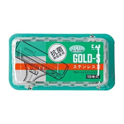貝印カミソリ T型ゴールドステンレス 髭剃り 25707000 KAI TGS-10B1 10ホンイリ