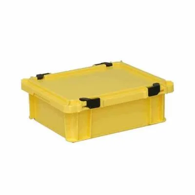 ポリコンテナー ロック蓋付 ボックスコンテナー 10324503 イエロー 矢崎化工 385X310X135MM PT-9・ロックフタ付