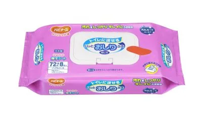 トイレに流せるパッとおしりふき 清拭タオル 07472102 ハビナース 1043969 80マイイリ